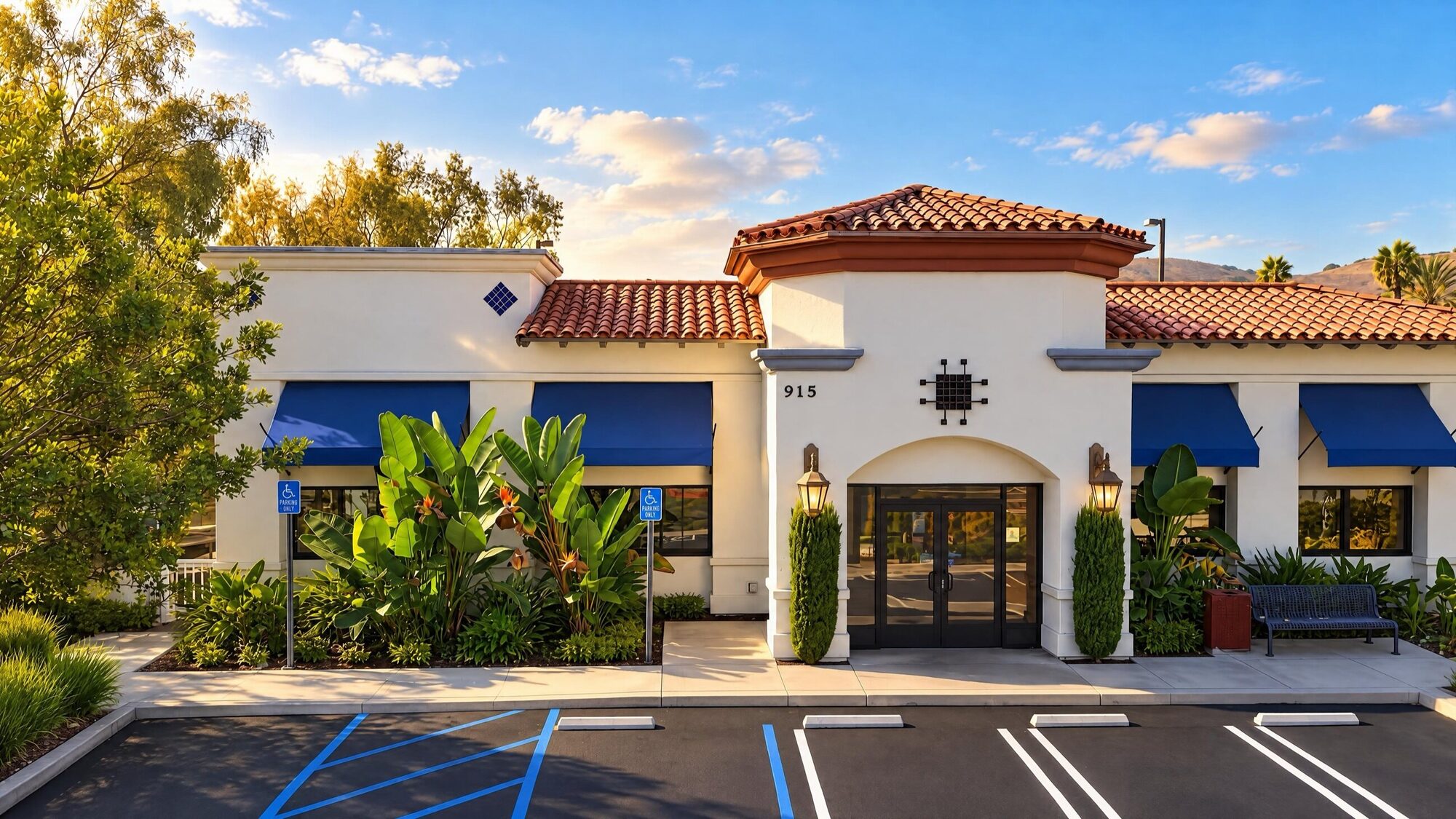 Front of 915 Avenida Pico with the tower entry