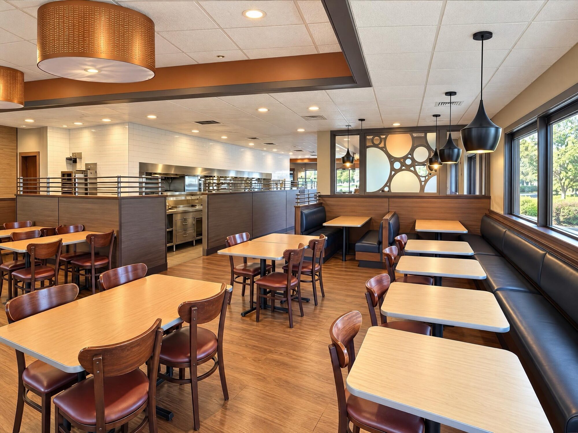 Dining room to the kitchen pass